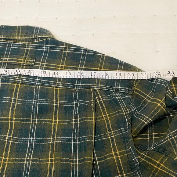 Duluth Trading Co Men’s L Green Plaid Flannel Shirt Long Sleeve Button-Down - Picture 9 of 11